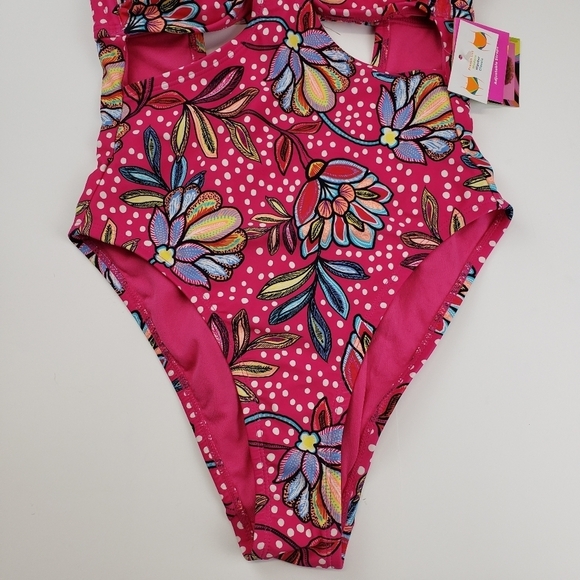 Tabitha Brown x Target Pink Floral Cutout One Piece Swimsuit size XS NEW - Picture 3 of 11
